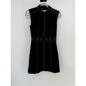 Veronica Beard Black Mini Dress with White Topstitching